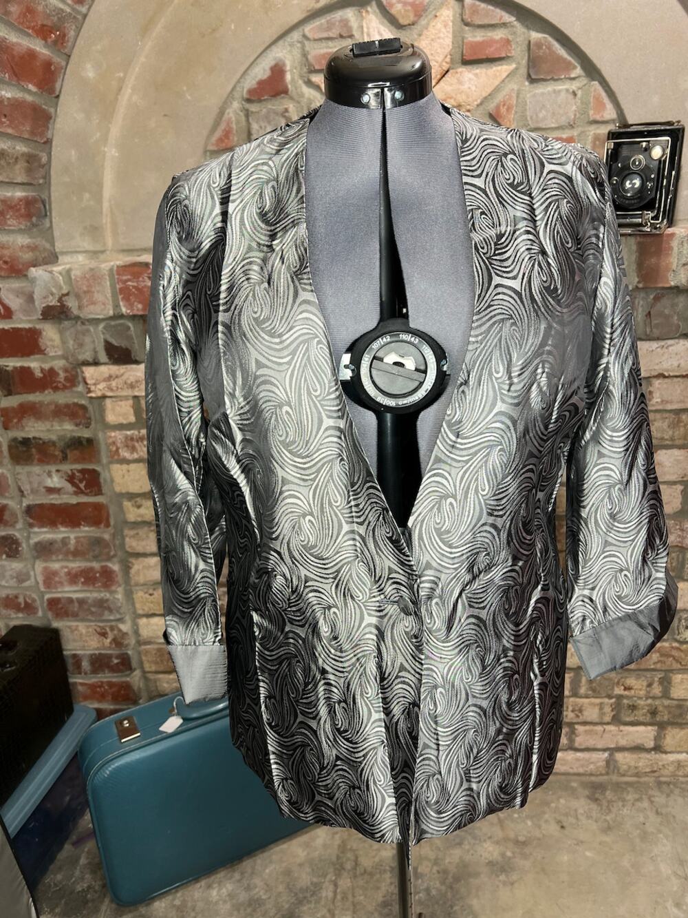 jacket blazer silver swirl boxy 1980s